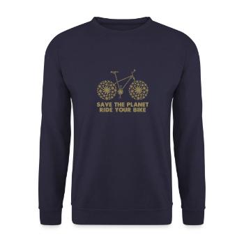 Ride a bike and save your planet - Unisex Sweatshirt - navy - Front - Alina (178cm) & Michal (187cm)