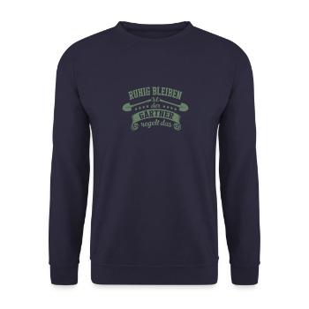 Ruhig bleiben der Gärtner regelt das - Unisex Pullover - Navy - Vorne - Alina (178cm) & Michal (187cm)