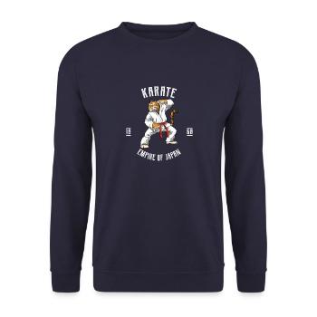 Karate Tiger mit Gürtel - Karate Japanese Martial - Unisex Pullover - Navy - Vorne - Alina (178cm) & Michal (187cm)