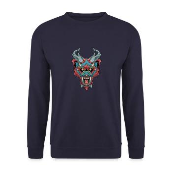 Fantasie Dämon Kreatur - Manga Anime Dämon - Unisex Pullover - Navy - Vorne - Alina (178cm) & Michal (187cm)
