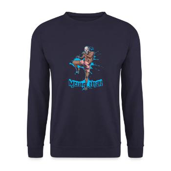 Muay Thai Skeleton Thailändisches Boxen Kämpfen - Unisex Pullover - Navy - Vorne - Alina (178cm) & Michal (187cm)