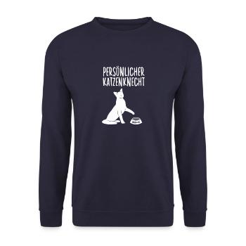 Persönlicher Katzenknecht lustiges Katzenhalter - Unisex Pullover - Navy - Vorne - Alina (178cm) & Michal (187cm)