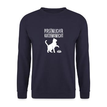 Persönlicher Katzenknecht lustiges Katzensklave - Unisex Pullover - Navy - Vorne - Alina (178cm) & Michal (187cm)
