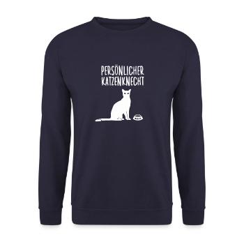 Lustiger Katzenspruch für Katzenhalter Katzen - Unisex Pullover - Navy - Vorne - Alina (178cm) & Michal (187cm)