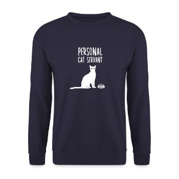 Persönlicher Katzen Sklave lustiges Katzenhalter - Unisex Pullover - Navy - Vorne - Alina (178cm) & Michal (187cm)