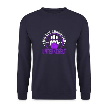 Ich bin chronisch Unterkegelt Sportkegler - Unisex Pullover - Navy - Vorne - Alina (178cm) & Michal (187cm)