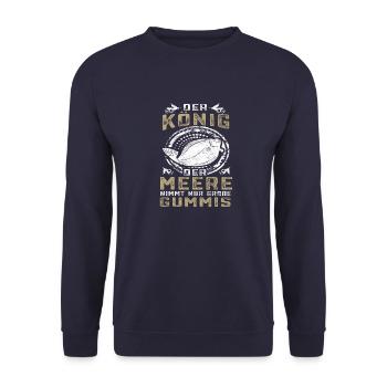 Der König der Meere Heilbutt Angelfreunde Fischer - Unisex Pullover - Navy - Vorne - Alina (178cm) & Michal (187cm)