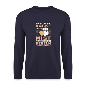 Alles Kacke alles Mist Senioren Kegeln Sportkegler - Unisex Pullover - Navy - Vorne - Alina (178cm) & Michal (187cm)