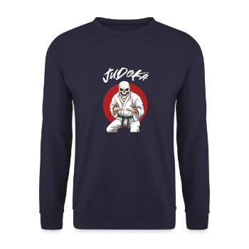 Judo Skeleton - Japanische Kampfsportarten Judoka - Unisex Pullover - Navy - Vorne - Alina (178cm) & Michal (187cm)