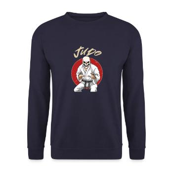 Japanisches Judo Skelett - Kodoka Kampfsport - Unisex Pullover - Navy - Vorne - Alina (178cm) & Michal (187cm)