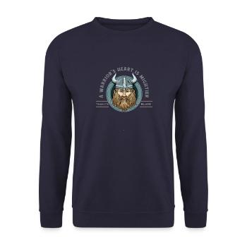 Walhalla Wikinger-Krieger - Nordische Kultur - Unisex Pullover - Navy - Vorne - Alina (178cm) & Michal (187cm)