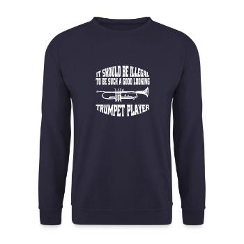 Trumpet music funny musicians saying instrument - Unisex Sweatshirt - navy - Front - Alina (178cm) & Michal (187cm)