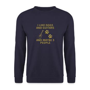 I like Dogs and Guitars and maybe 3 people - Unisex Pullover - Navy - Vorne - Alina (178cm) & Michal (187cm)