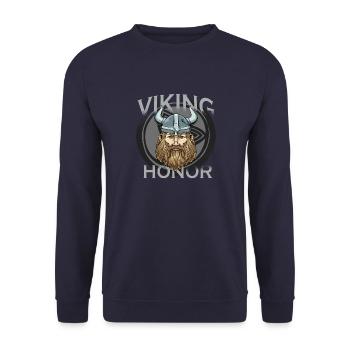 Ehre der Wikingerkrieger - Nordische Kultur - Unisex Pullover - Navy - Vorne - Alina (178cm) & Michal (187cm)
