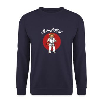 BJJ Fighter Tiger - Brasilianisches Jiu Jitsu und - Unisex Pullover - Navy - Vorne - Alina (178cm) & Michal (187cm)