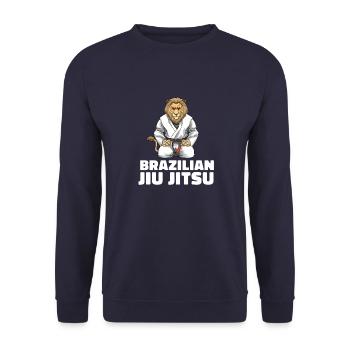 Jiu Jitsu Lion - Brasilianischer Jiu Jitsu Löwe - Unisex Pullover - Navy - Vorne - Alina (178cm) & Michal (187cm)
