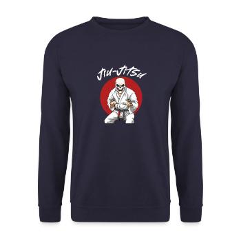 Skelett Jiu Jitsu Kämpfer - Brasilianisches Jiu - Unisex Pullover - Navy - Vorne - Alina (178cm) & Michal (187cm)