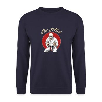 Brazilian Jiu Jitsu und Grappling - BJJ Skeleton - - Unisex Pullover - Navy - Vorne - Alina (178cm) & Michal (187cm)