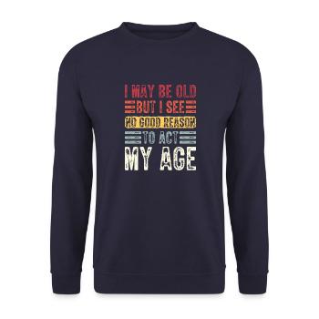 Ironisch Motivierend Witzig Sarkastisch Lifestyle - Unisex Pullover - Navy - Vorne - Alina (178cm) & Michal (187cm)