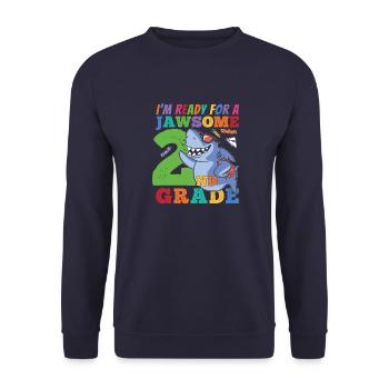 Second Grader Awesome Back to School Geschenkidee - Unisex Pullover - Navy - Vorne - Alina (178cm) & Michal (187cm)