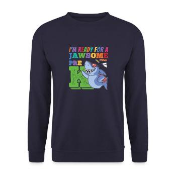 Glücklich ersten Tag Schule Pre K Awesome Geschenk - Unisex Pullover - Navy - Vorne - Alina (178cm) & Michal (187cm)