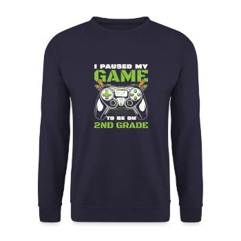 Second Grader Awesome Back To School Gamer Lover - Unisex Pullover - Navy - Vorne - Alina (178cm) & Michal (187cm)