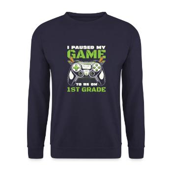 First Grader Awesome Back To School Gamer Lovers - Unisex Sweatshirt - navy - Front - Alina (178cm) & Michal (187cm)