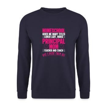 Distance Learning Home School Teacher Online Class - Unisex Sweatshirt - navy - Front - Alina (178cm) & Michal (187cm)