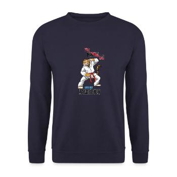Niedlicher, aber gefährlicher Taekwondo-Tiger - - Unisex Pullover - Navy - Vorne - Alina (178cm) & Michal (187cm)