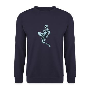 Flying Knee Skeleton - Muay Thai Skeleton - Unisex Pullover - Navy - Vorne - Alina (178cm) & Michal (187cm)