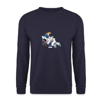 Ground Shark Jiu Jitsu - Brasilianisches Jiu Jitsu - Unisex Pullover - Navy - Vorne - Alina (178cm) & Michal (187cm)