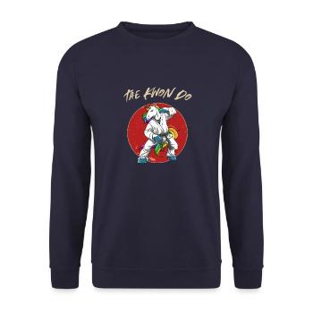 Lustiges Taekwondo Einhorn - Lustiges Koreanisches - Unisex Pullover - Navy - Vorne - Alina (178cm) & Michal (187cm)