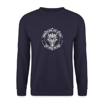 Brasilianisches Jiu Jitsu und Grappling - Jiu - Unisex Pullover - Navy - Vorne - Alina (178cm) & Michal (187cm)