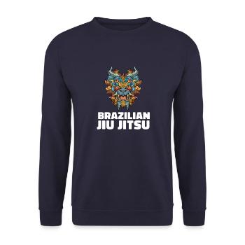 Jiu Jitsu Fu Hundekopf Brasilianisches Jiu Jitsu - Unisex Pullover - Navy - Vorne - Alina (178cm) & Michal (187cm)