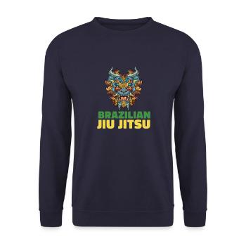 Jiu Jitsu Fu Dog - Brasilianisches Jiu Jitsu und - Unisex Pullover - Navy - Vorne - Alina (178cm) & Michal (187cm)