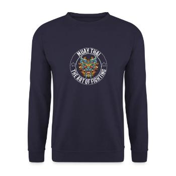 Muay Thai Kunst des Kampfes Fu Hundekopf - Unisex Pullover - Navy - Vorne - Alina (178cm) & Michal (187cm)