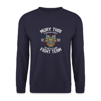 Muay Thai Fight Team - Foo Dog Thai Boxing - Unisex Pullover - Navy - Vorne - Alina (178cm) & Michal (187cm)