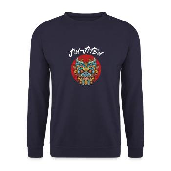 Brasilianisches Jiu Jitsu Foo Dog - BJJ MMA - Unisex Pullover - Navy - Vorne - Alina (178cm) & Michal (187cm)