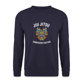 Submission Team Foo Dog - Brasilianisches Jiu - Unisex Pullover - Navy - Vorne - Alina (178cm) & Michal (187cm)