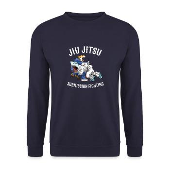 Unterwerfungskampf zwischen Hai und Tiger - - Unisex Pullover - Navy - Vorne - Alina (178cm) & Michal (187cm)
