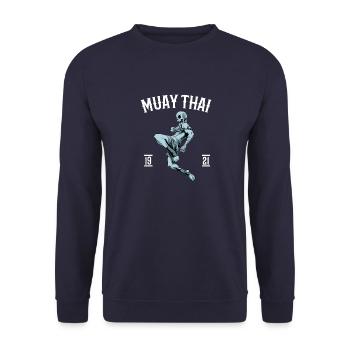 Muay Thai - Skelett-Thai-Boxen - Unisex Pullover - Navy - Vorne - Alina (178cm) & Michal (187cm)