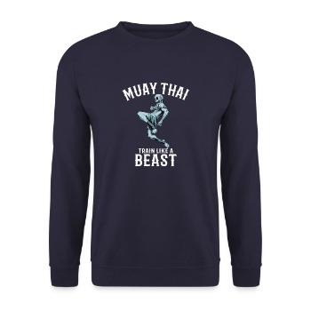 Trainieren wie eine Bestie - Muay Thai und Thai - Unisex Pullover - Navy - Vorne - Alina (178cm) & Michal (187cm)
