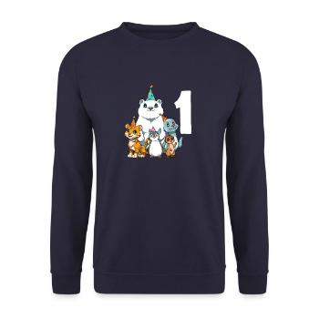 1 Geburtstag Zoo Tiere 1 Jahr alt Junge Mädchen - Unisex Pullover - Navy - Vorne - Alina (178cm) & Michal (187cm)