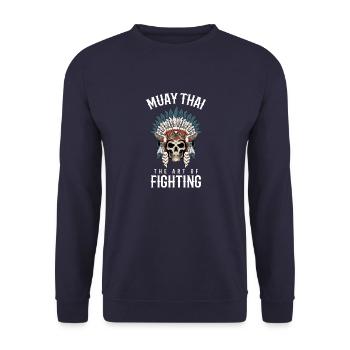 Traditionelle Muay Thai Skelett-Kriegshaube - - Unisex Pullover - Navy - Vorne - Alina (178cm) & Michal (187cm)