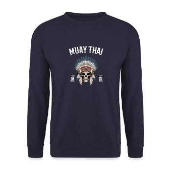 Muay Thai - Skelett-Kriegshaube Thai-Boxen - Unisex Pullover - Navy - Vorne - Alina (178cm) & Michal (187cm)