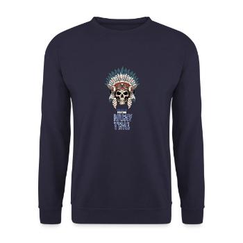 Muay Thai Skelett Kriegshaube - Thailand Thaiboxen - Unisex Pullover - Navy - Vorne - Alina (178cm) & Michal (187cm)