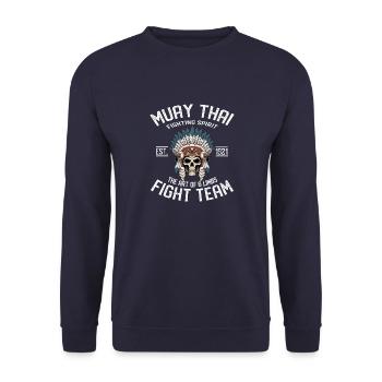 Muay Thai Fight Team Kriegshaube - Thailand - Unisex Pullover - Navy - Vorne - Alina (178cm) & Michal (187cm)