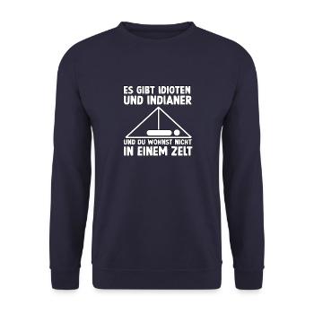 Camper und Camping Outfit lustiger Camper Spruch - Unisex Pullover - Navy - Vorne - Alina (178cm) & Michal (187cm)