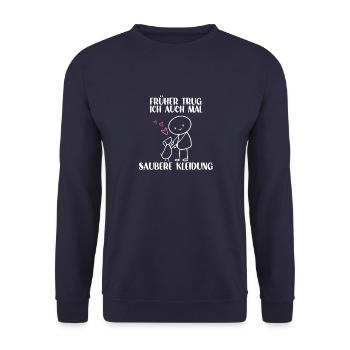 Strichmännchen Hundebesitzer Süßes Gassi Hunde - Unisex Pullover - Navy - Vorne - Alina (178cm) & Michal (187cm)