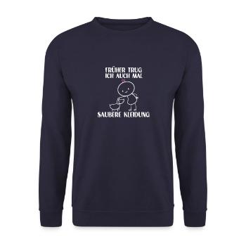 Niedliches Hundespruch Strichmännchen Outfit Hunde - Unisex Pullover - Navy - Vorne - Alina (178cm) & Michal (187cm)